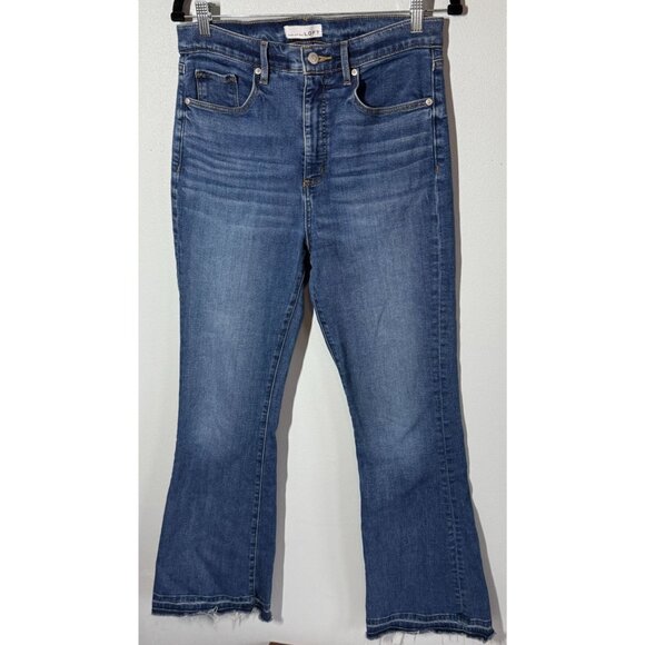 LOFT Womens 'The Slim Flare' Jeans 29/8 High Rise Frayed Hem Casual Medium Wash - Picture 1 of 10